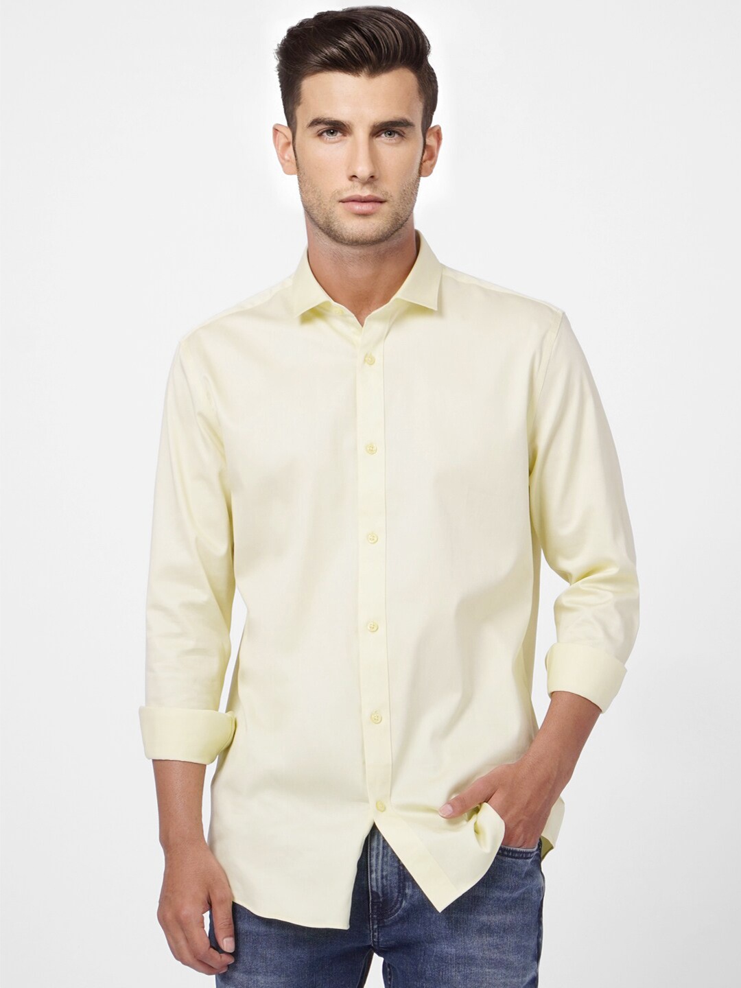 

Jack & Jones Men Yellow Long Sleeves Casual Shirt