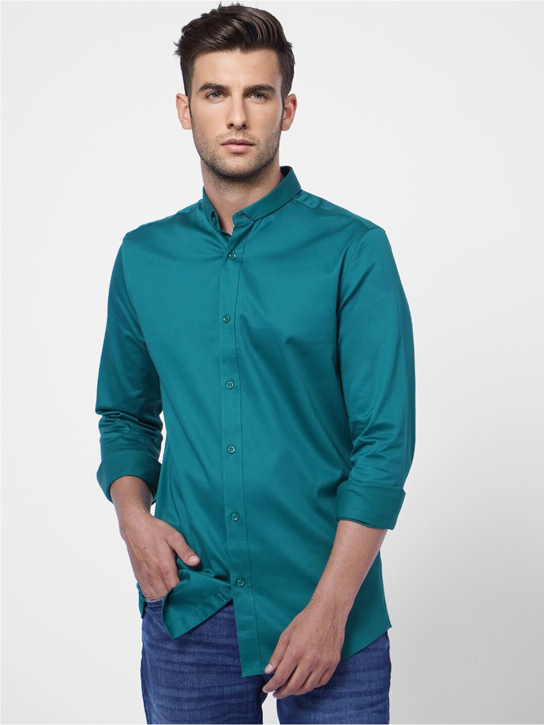 

Jack & Jones Men Green Long Sleeves Casual Shirt