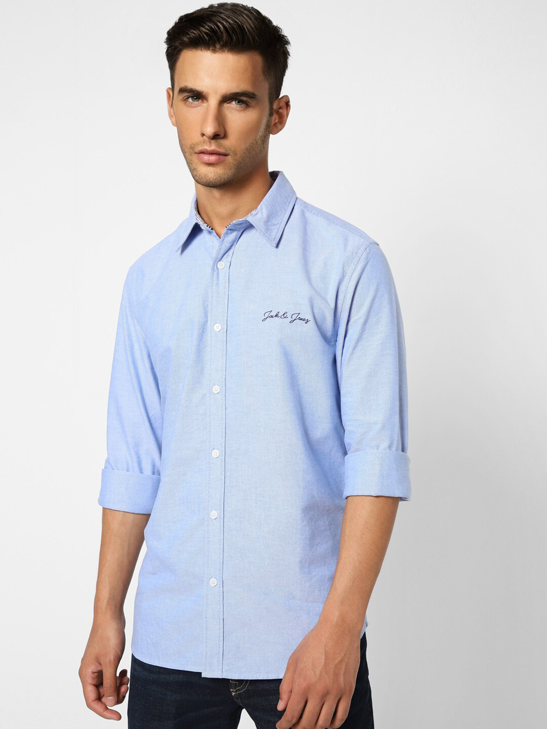 

Jack & Jones Men Blue Cotton Casual Shirt