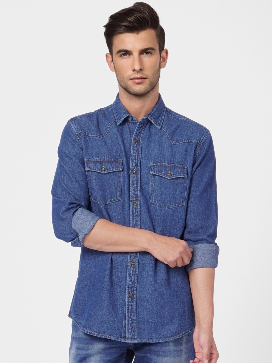 

Jack & Jones Men Blue Cotton Faded Casual Shirt