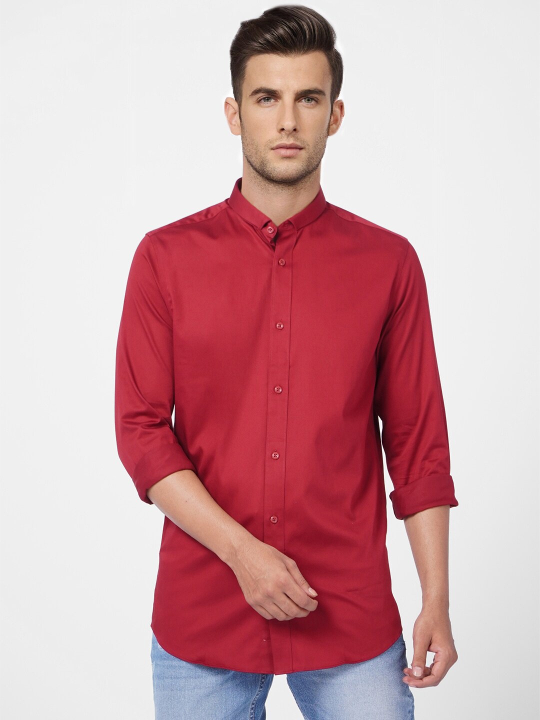

Jack & Jones Men Red Cotton Casual Shirt