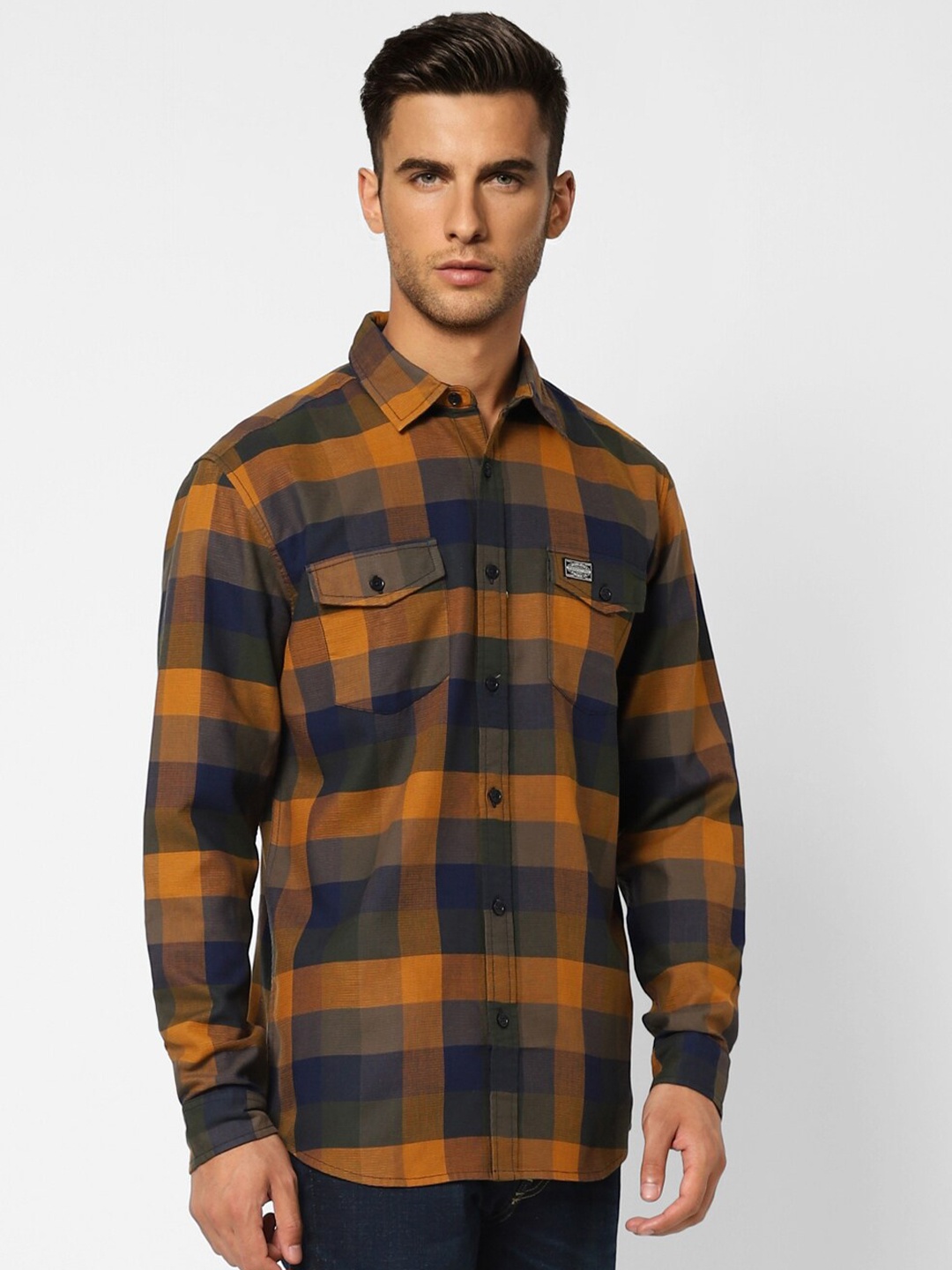 

Jack & Jones Men Black Cotton Checked Casual Shirt