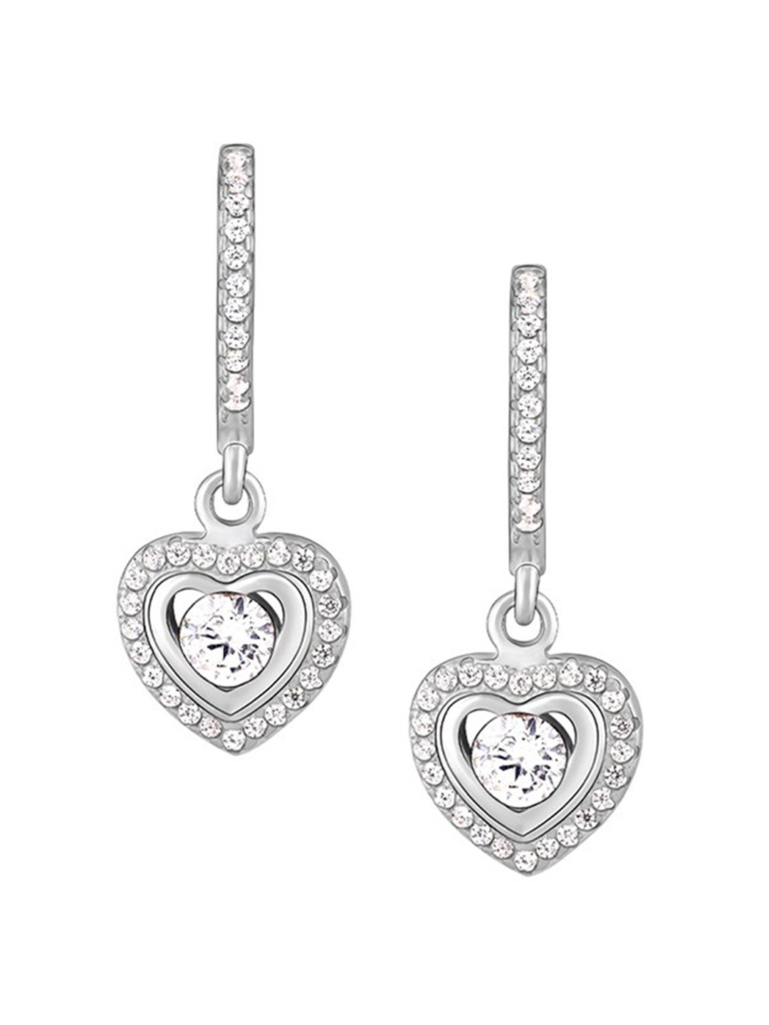 

GIVA Silver-Toned Heart Shaped Drop Earrings