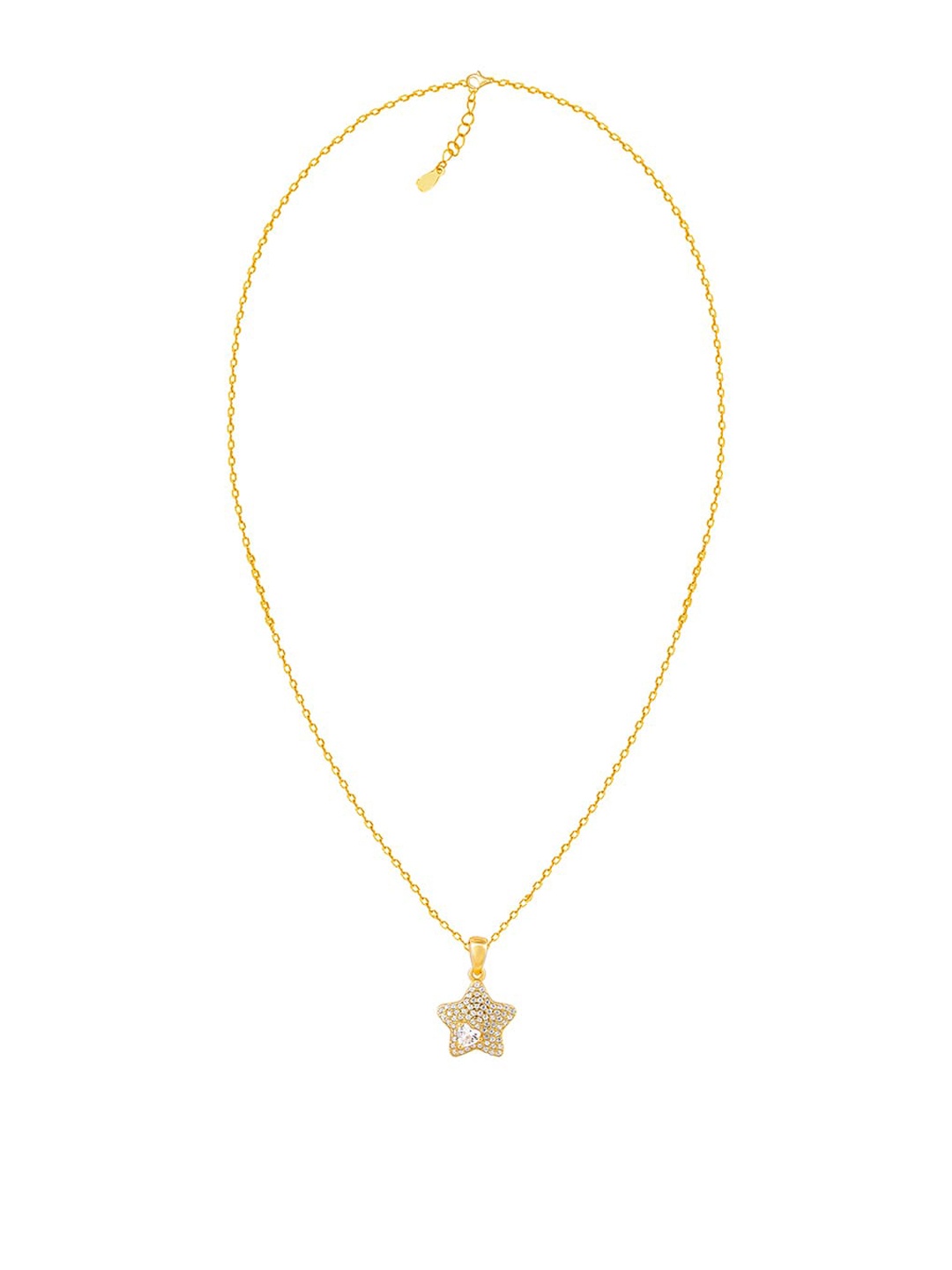 

GIVA Women White & 925 Sterling Silver Gold-Plated CZ Studded Pendant With Chain