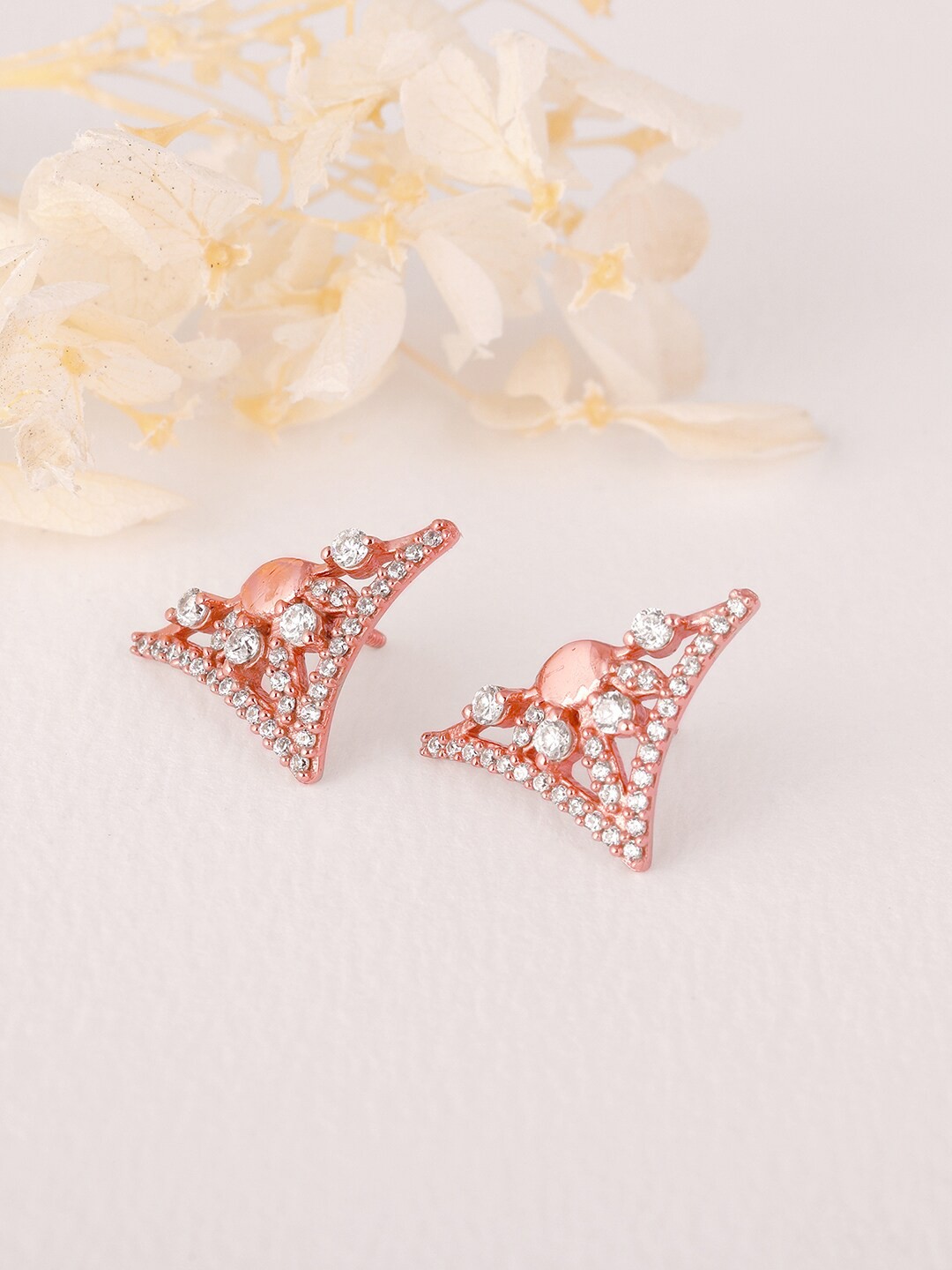 

GIVA Rose Gold Triangular Studs Earrings
