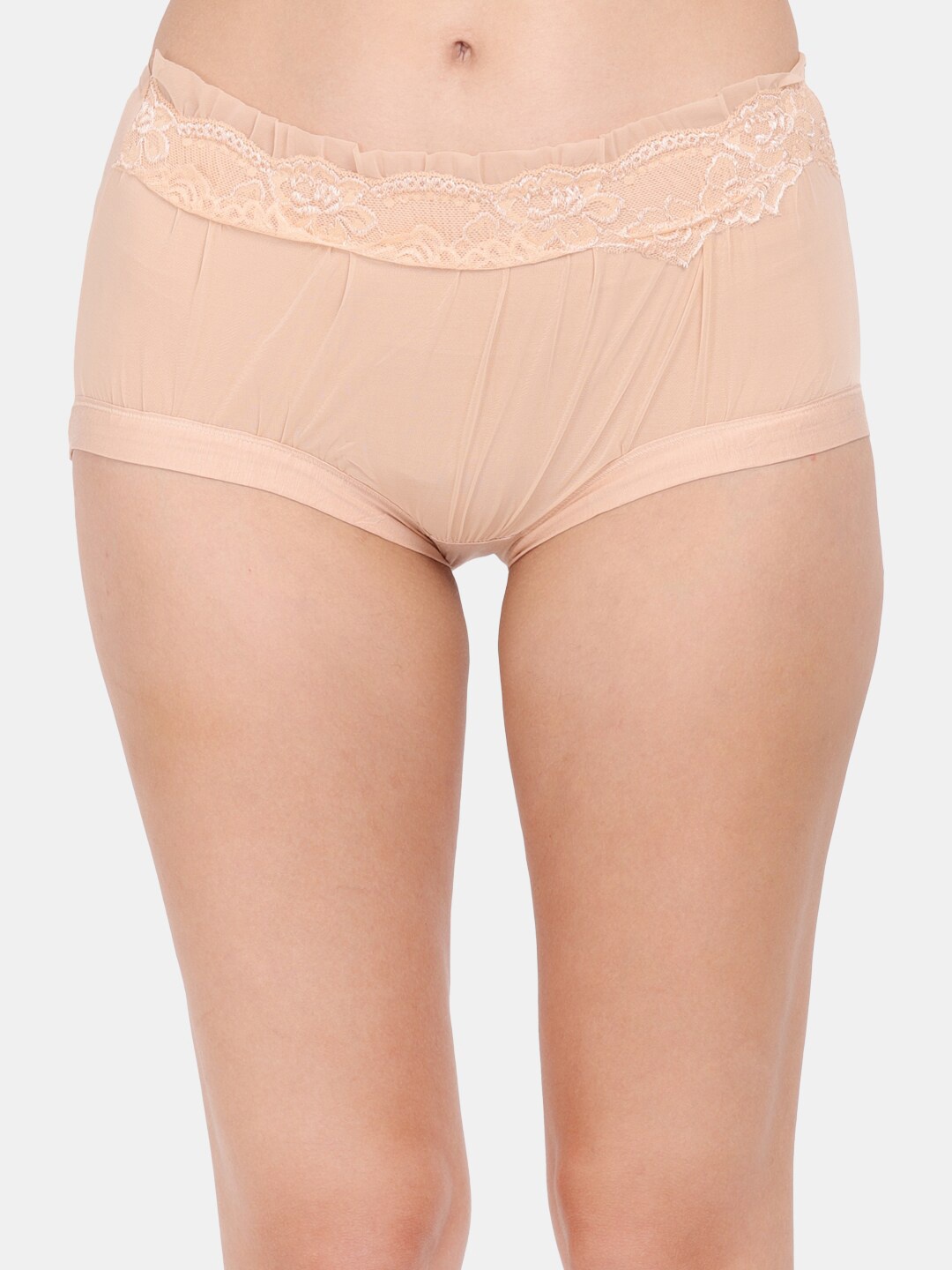 

Amour Secret Women Beige Ruffled Lace High-Waist Anti Odour Hipster Brief
