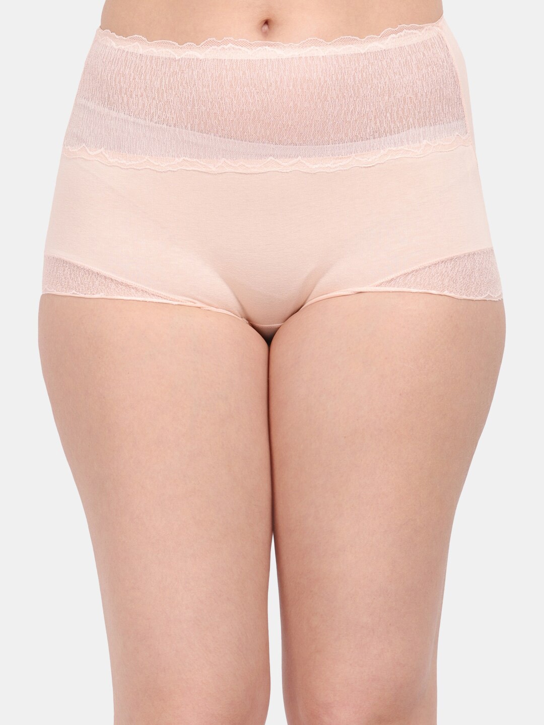

Amour Secret Women Nude Coloured High-Waisted Lace Anti Odour Hipster Briefs