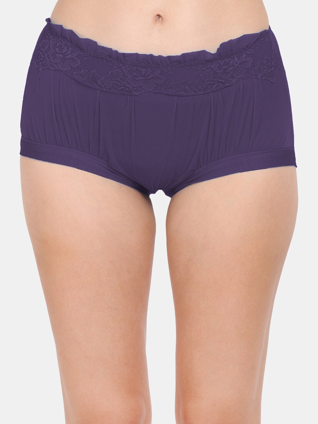 

Amour Secret Women Navy Blue Ruffled Lace Anti Odour High-Waist Hipster Brief