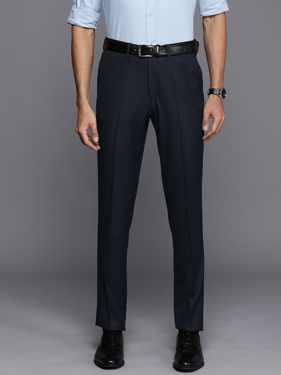 

SUITLTD Men Solid Smart Slim Fit Formal Trousers, Black