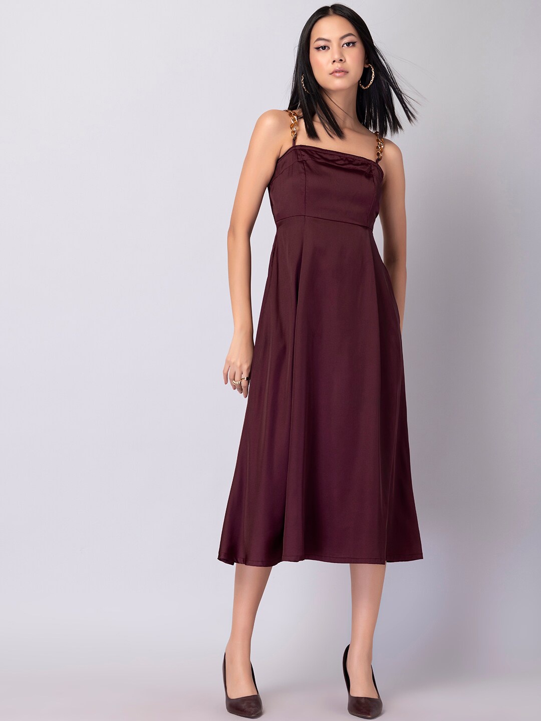 

FabAlley Women Maroon Fit And Flare Midi Dress