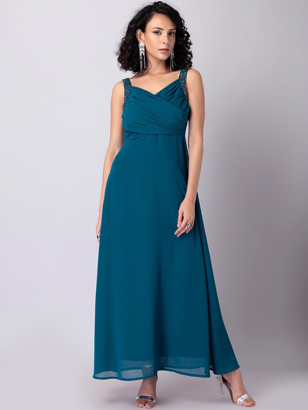 

FabAlley Women Blue Shoulder Strape Maxi Dress