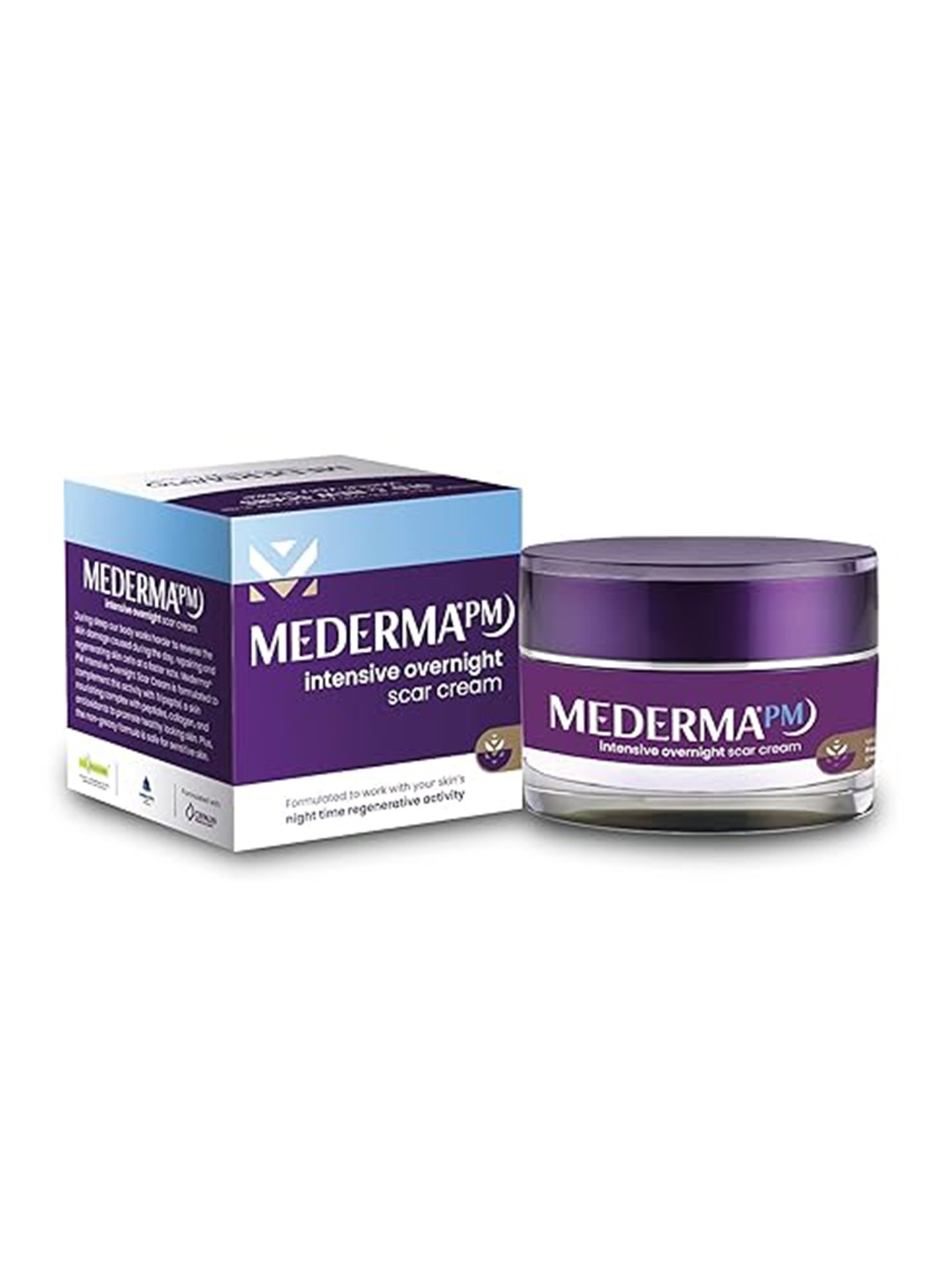 

MEDERMA PM Intensive Overnight Scar Cream for Acne Scar Removal - 10g, Purple