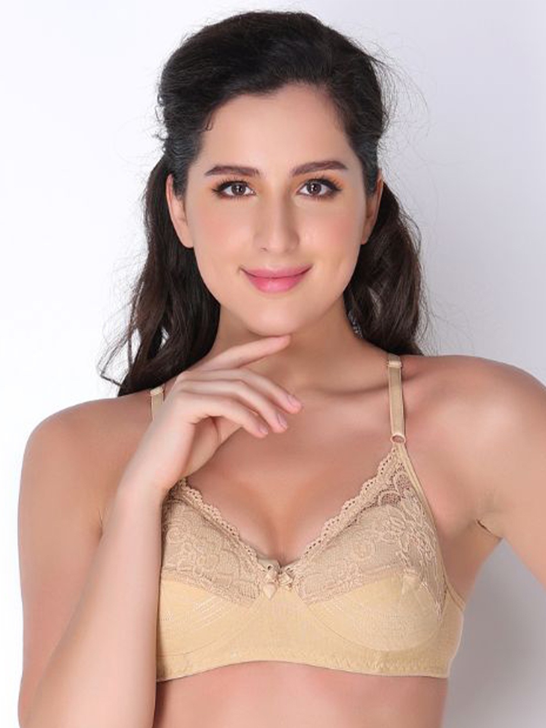 

Innocence Non-Padded Non-Wired Lace Lingerie Set, Beige