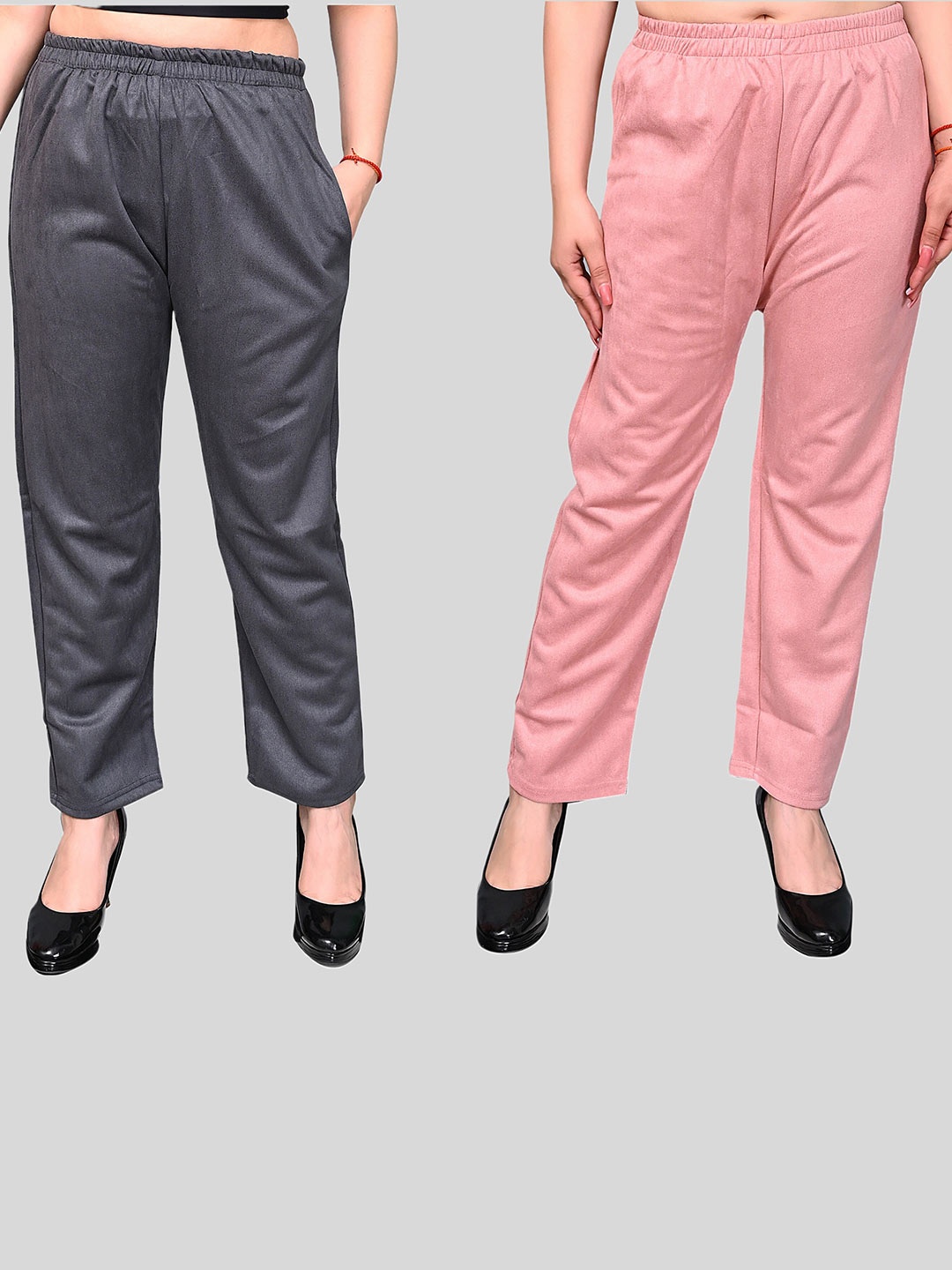 

FNOCKS Women Grey & Pink Palazzos
