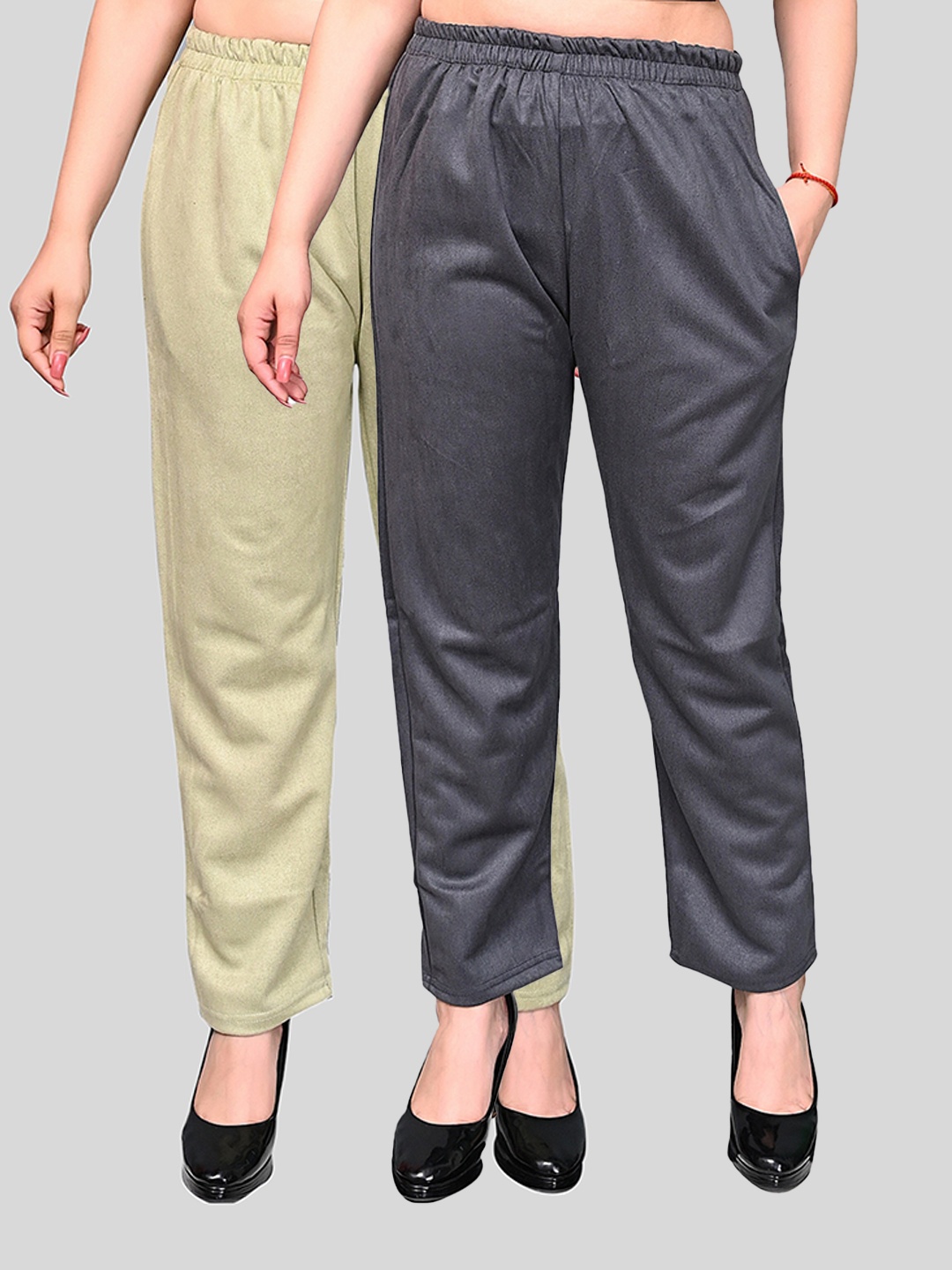 

FNOCKS Women Green & Beige Palazzos