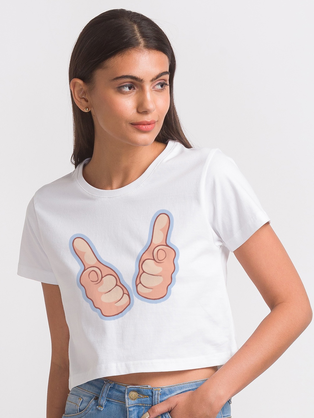 

FashionRack Women White Printed Cotton Bio Finish T-shirt