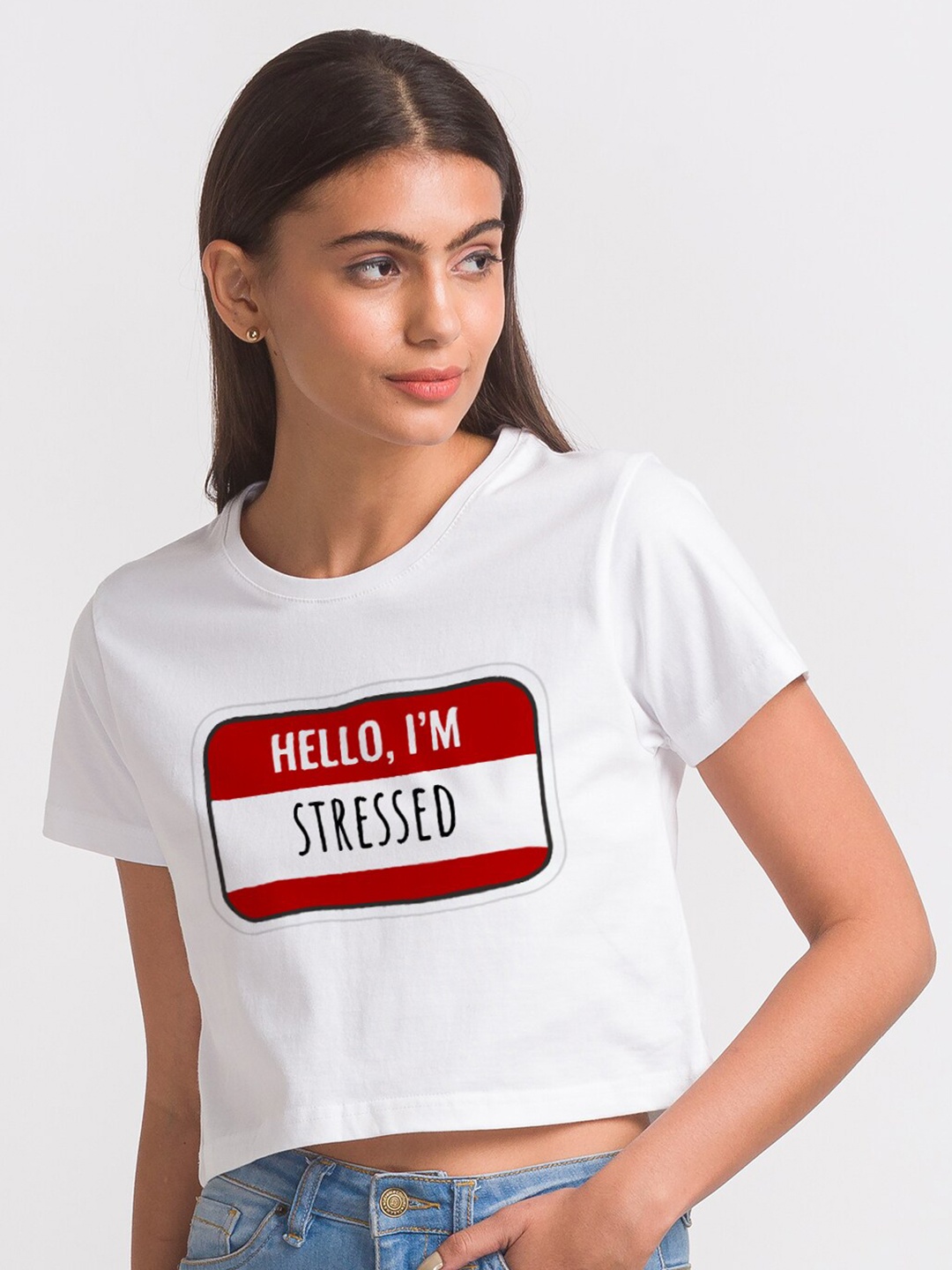 

FashionRack Women White Typography Cotton Printed Antimicrobial T-shirt