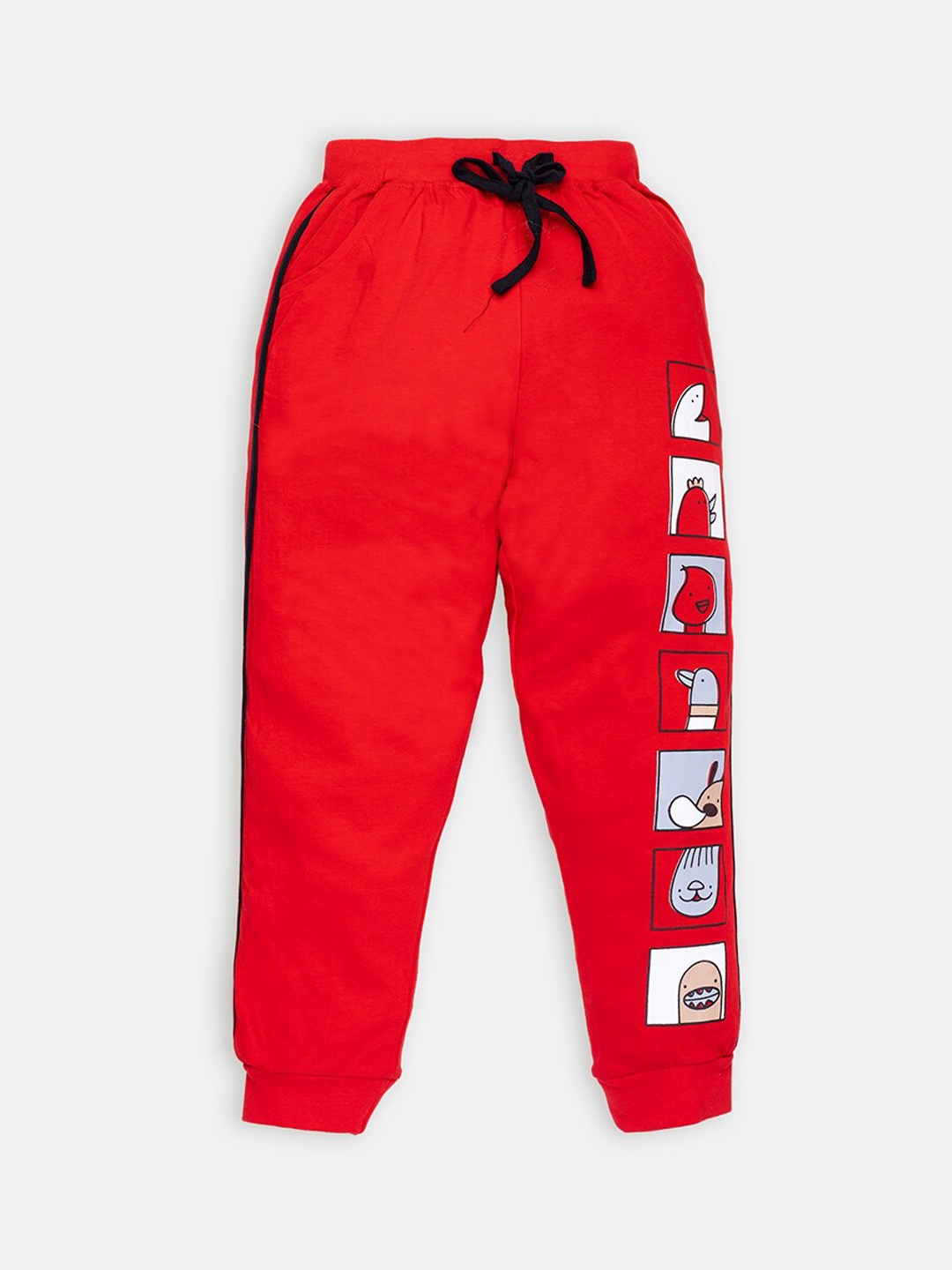 

AMUL Kandyfloss Boys Red Printed Pure Cotton Joggers