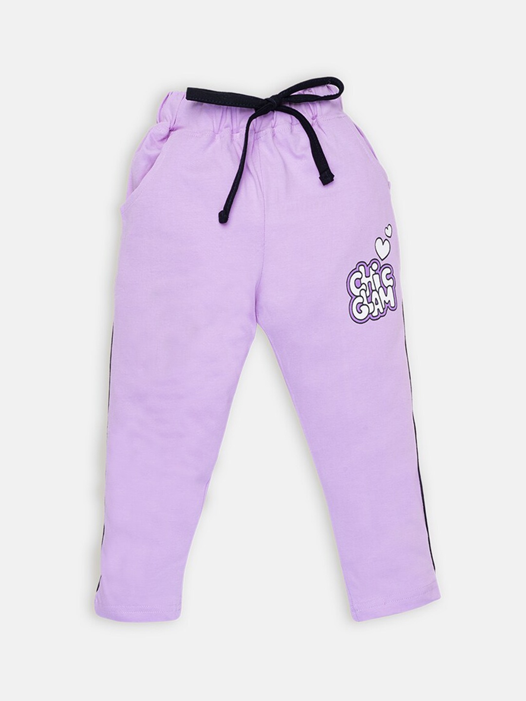 

AMUL Kandyfloss Girls Violet Solid Pure Cotton Track Pants