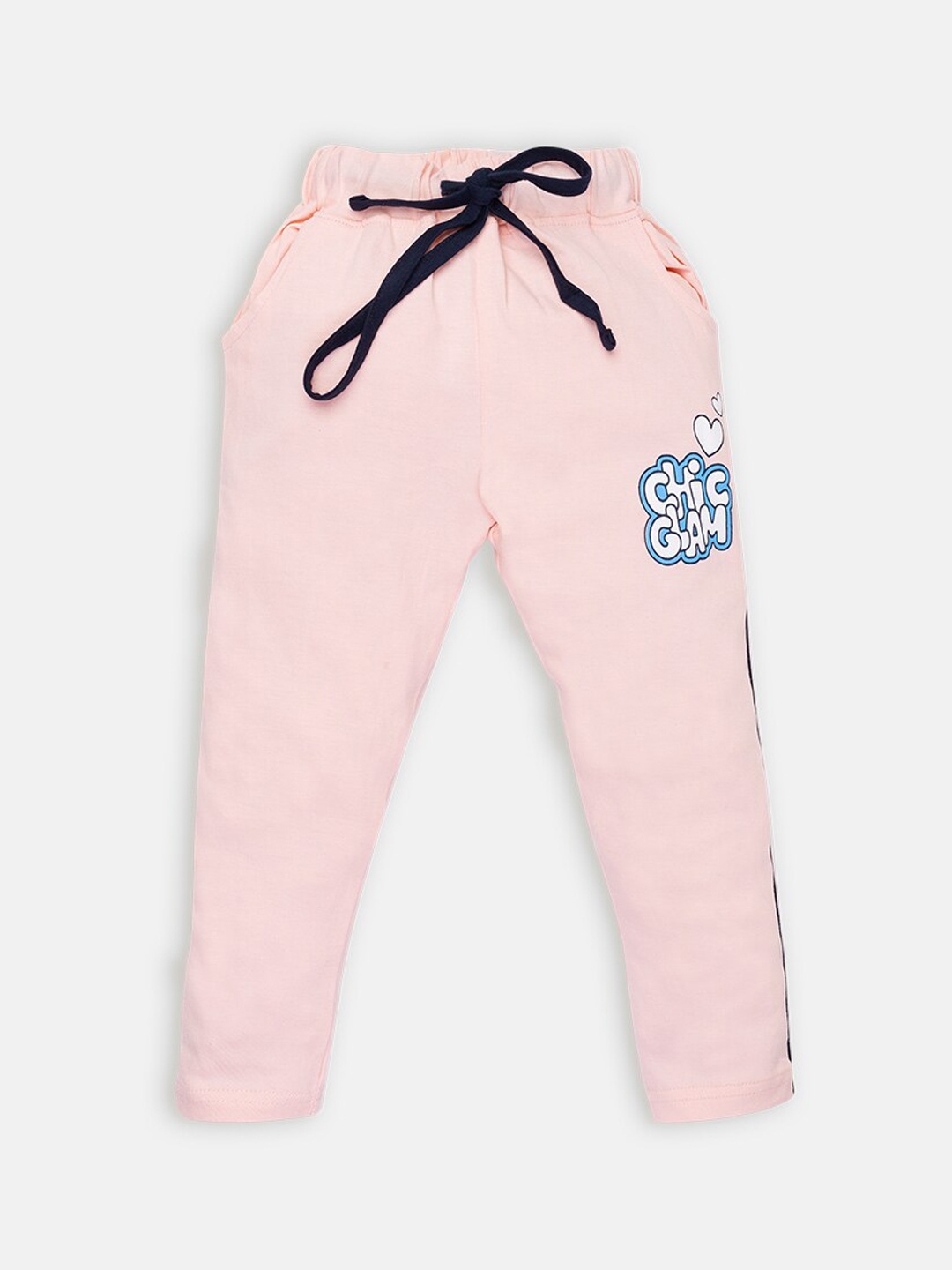 

AMUL Kandyfloss Girls Peach Coloured Solid Pure Cotton Track Pants