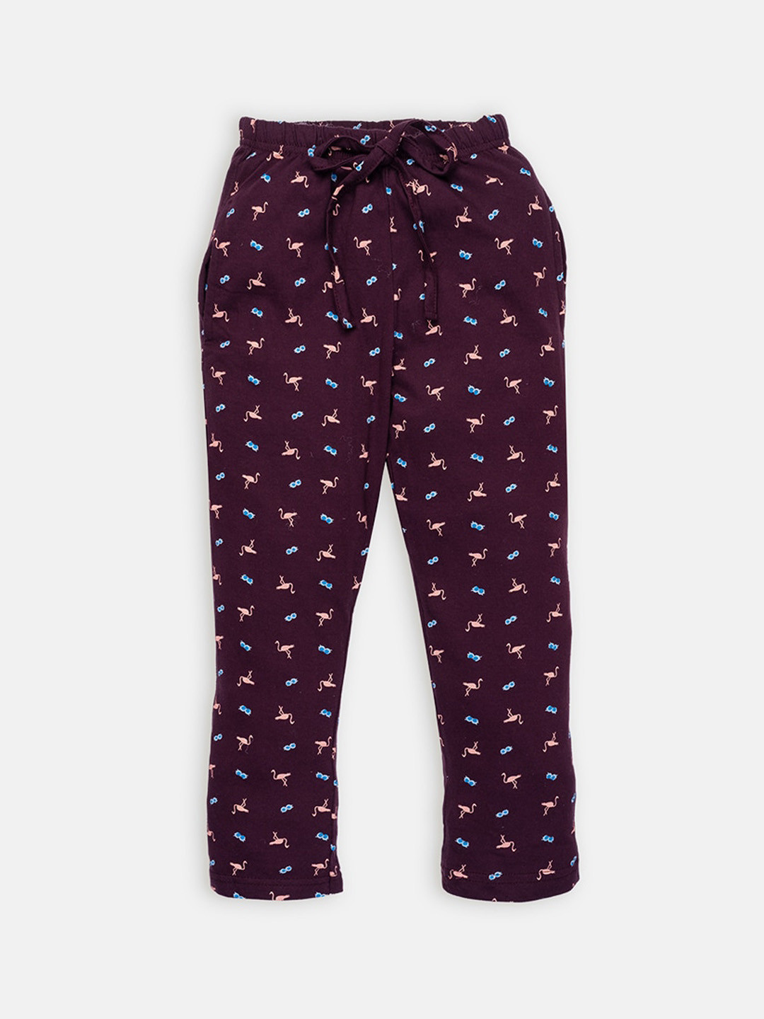 

AMUL Kandyfloss Girls Coffee Brown Printed Pure Cotton Track Pants