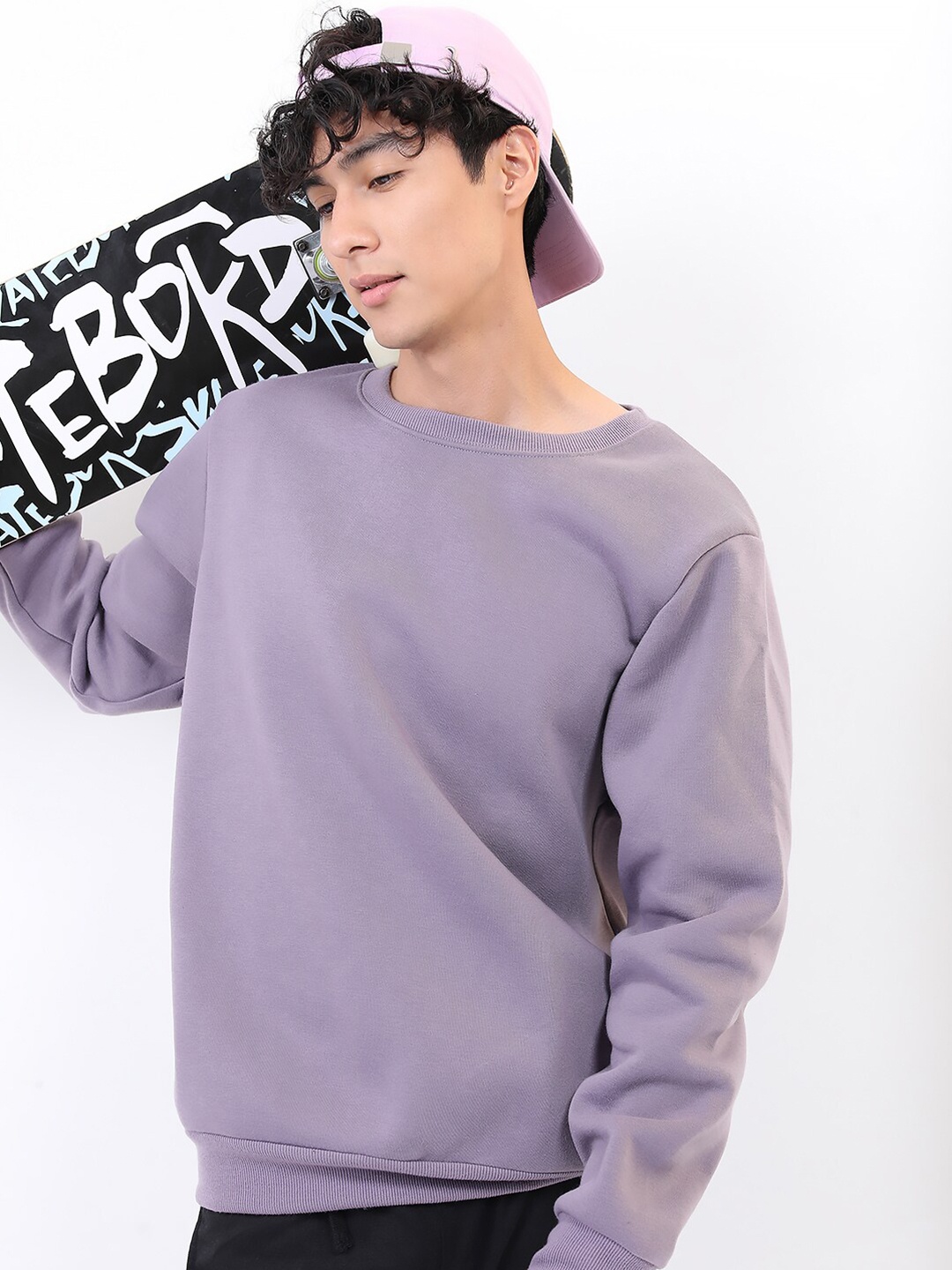 

KETCH Long Sleeves Round Neck Pullover Sweatshirt, Purple