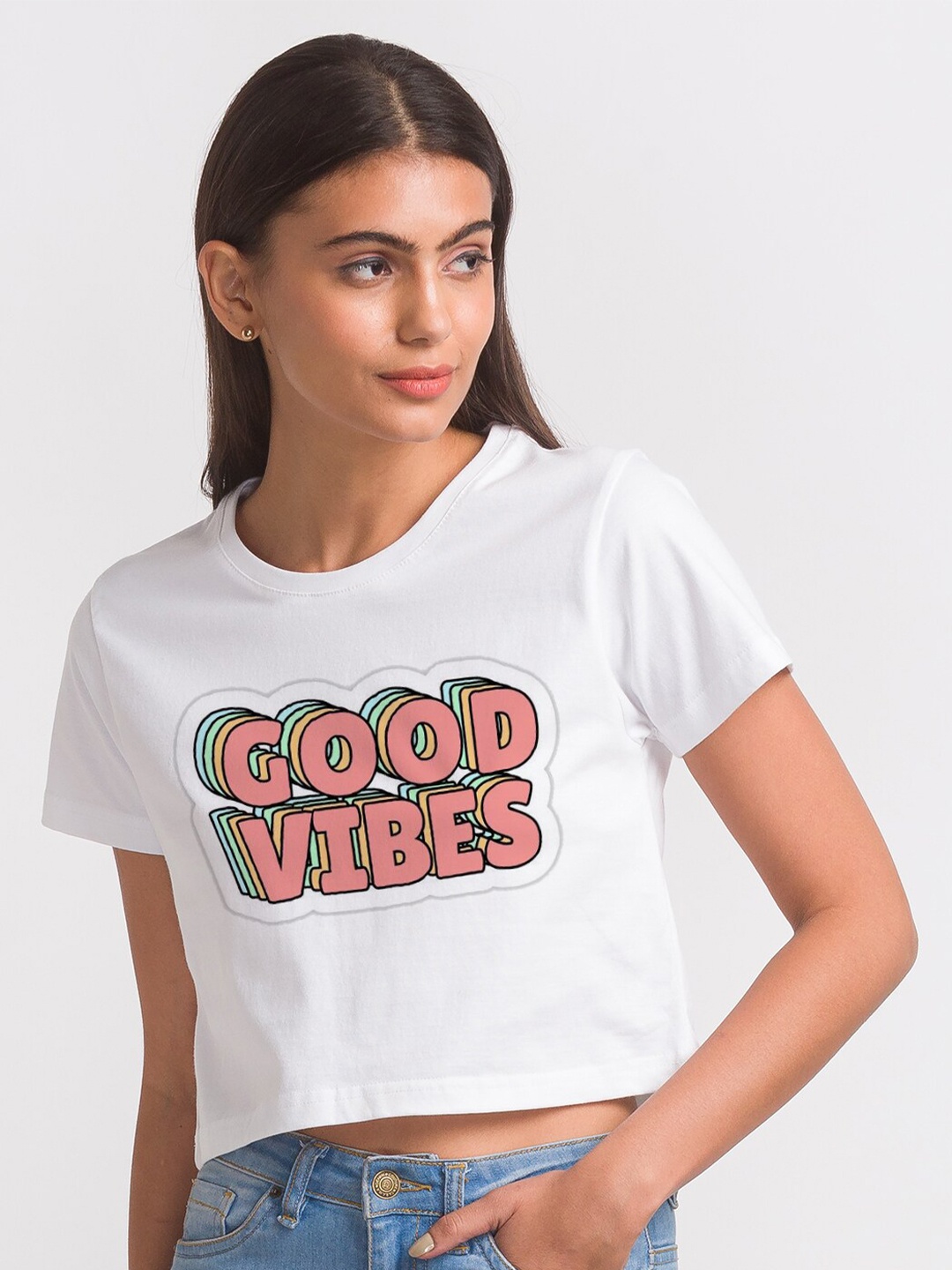 

FashionRack Women White Typography Cotton Printed Bio Finish T-shirt
