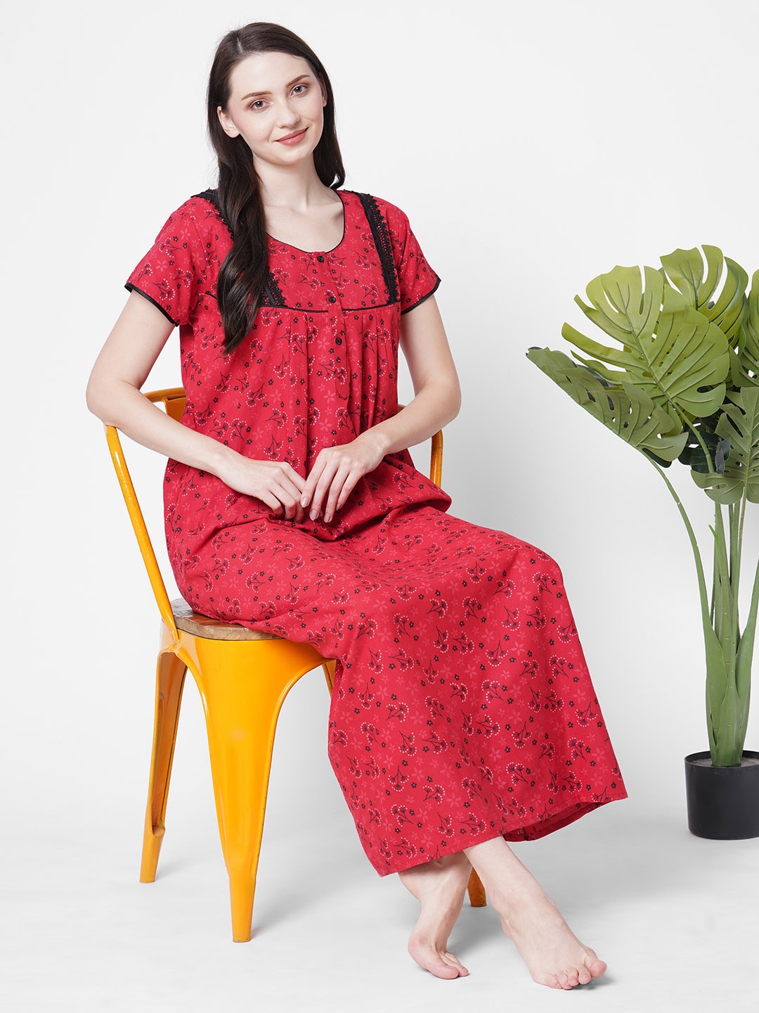 

SDL by Sweet Dreams Red Printed Maxi Nightdress