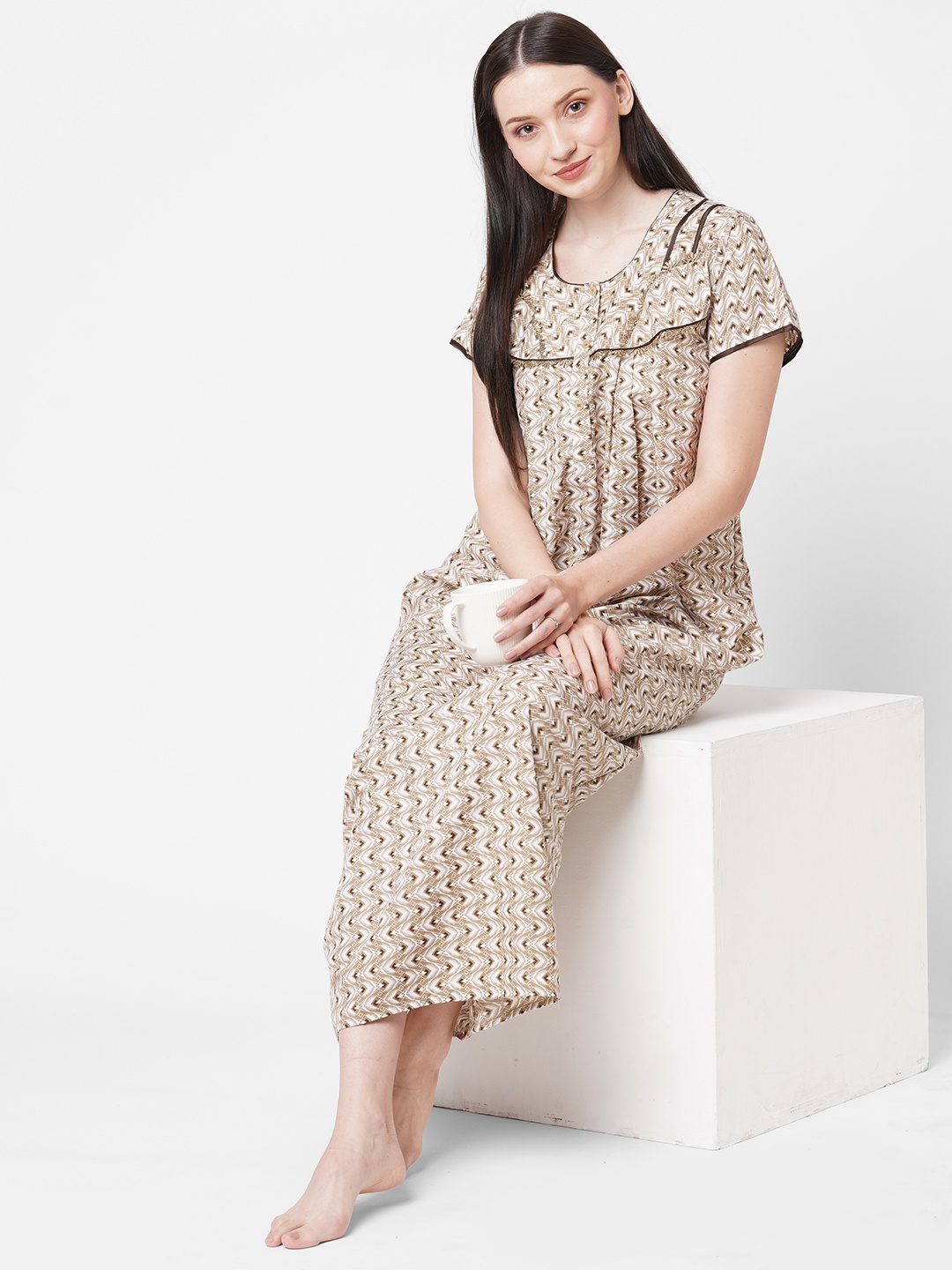 

SDL by Sweet Dreams Brown Printed Maxi Nightdress