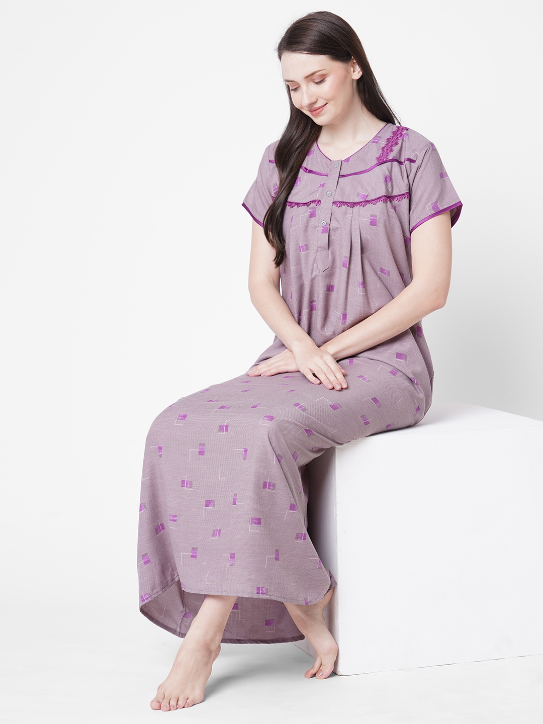 

SDL by Sweet Dreams Brown Printed Maxi Nightdress