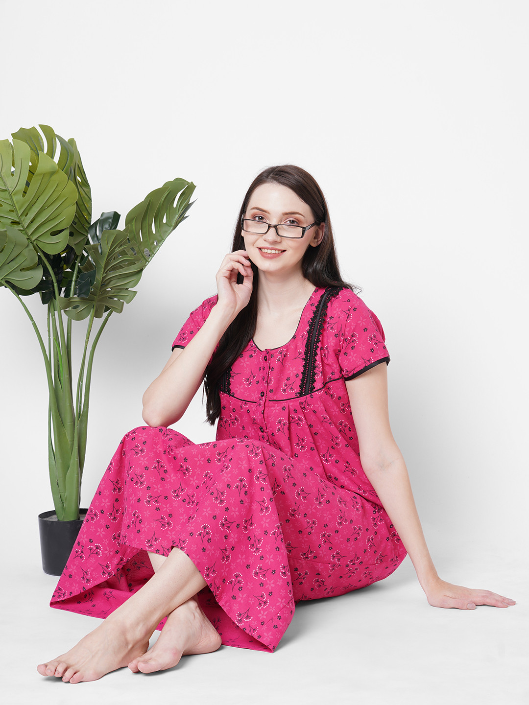 

SDL by Sweet Dreams Pink Printed Maxi Nightdress