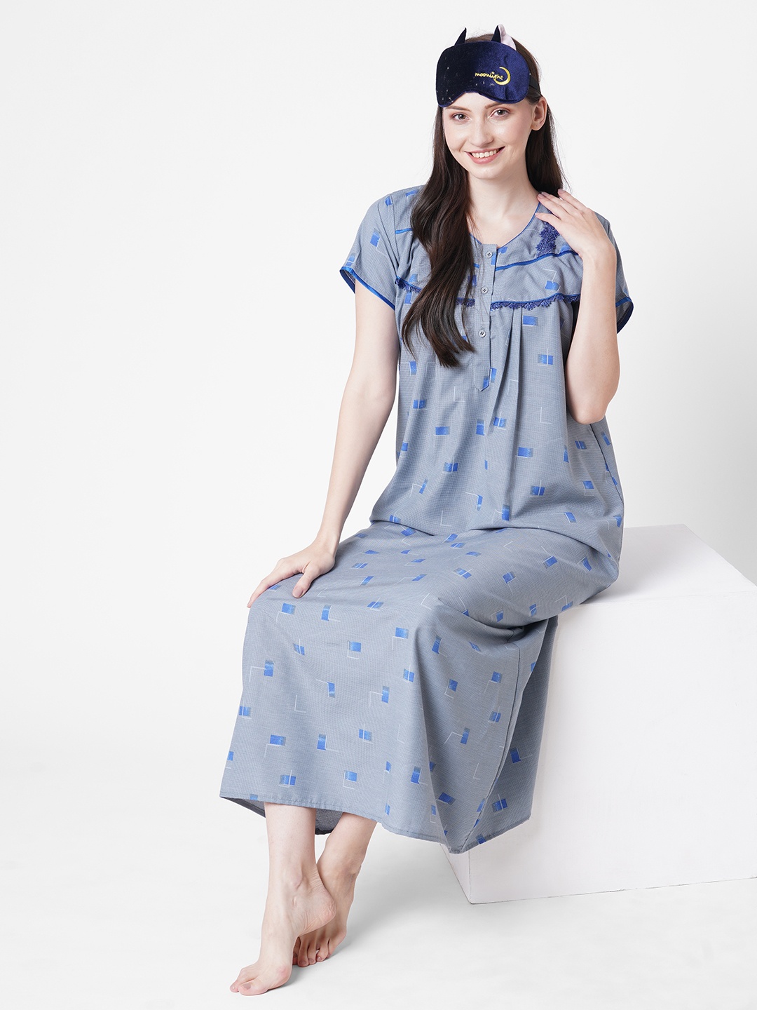 

SDL by Sweet Dreams Blue Printed Maxi Nightdress