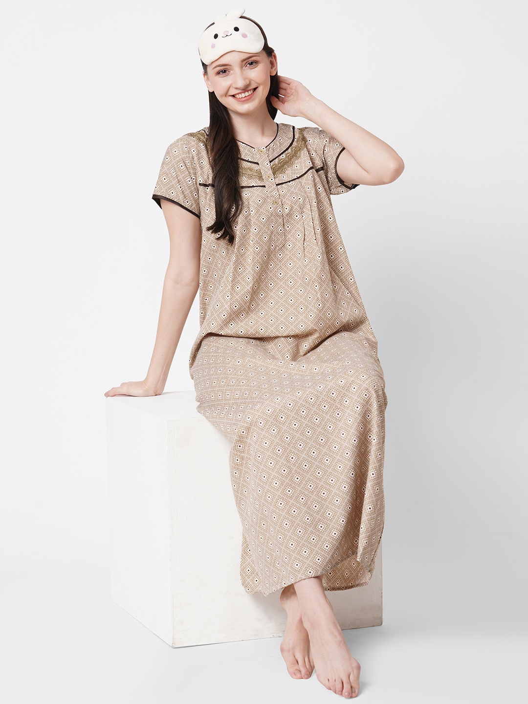 

SDL by Sweet Dreams Brown Printed Maxi Nightdress