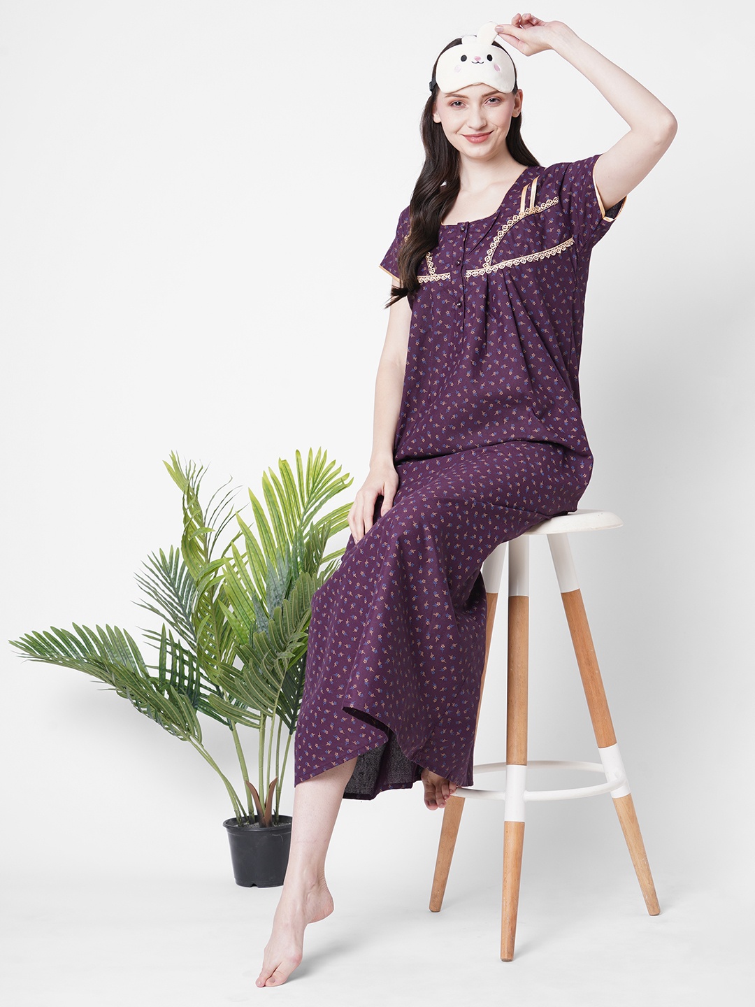 

SDL by Sweet Dreams Purple Printed Maxi Nightdress