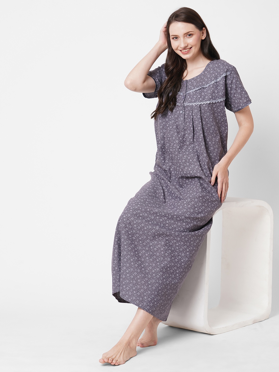 

SDL by Sweet Dreams Grey Printed Maxi Nightdress