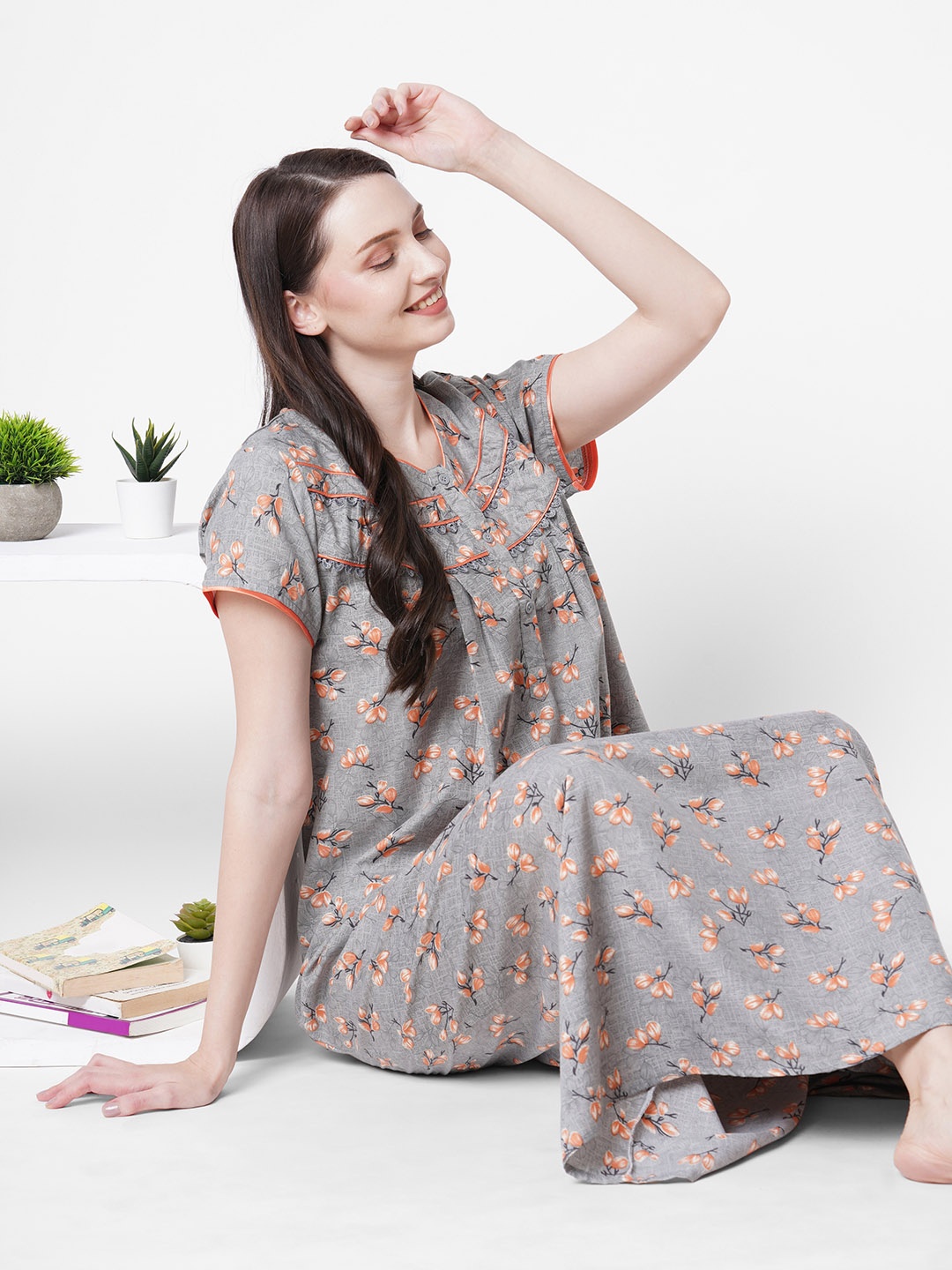 

SDL by Sweet Dreams Grey Printed Maxi Nightdress