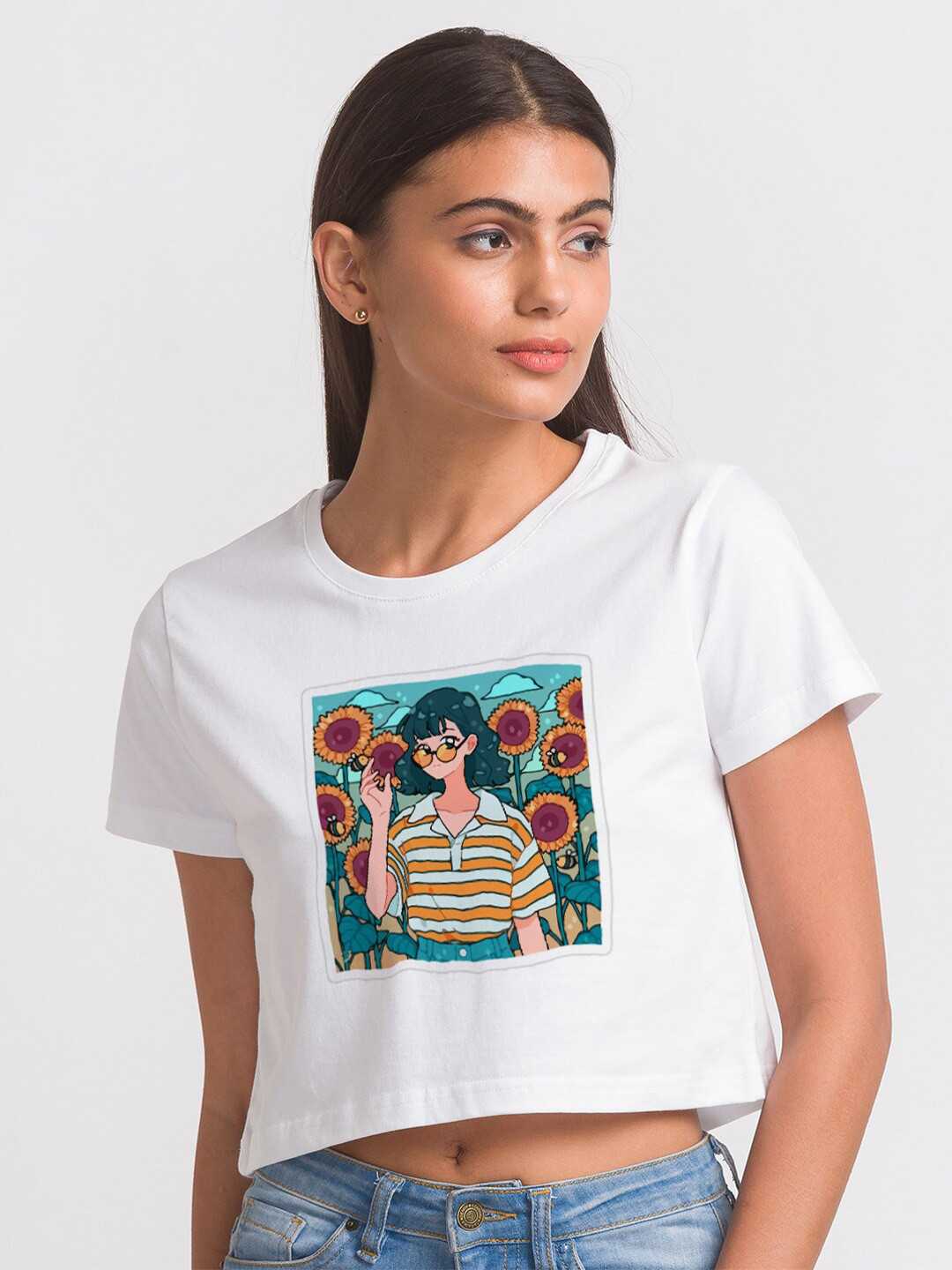 

FashionRack Women White Printed Cotton Antimicrobial T-shirt