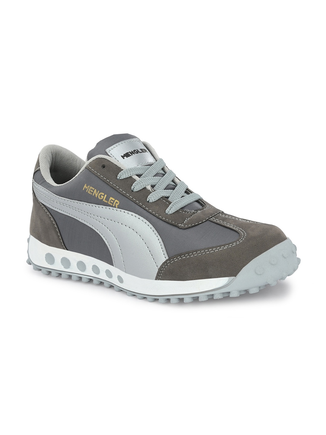 

MENGLER Men Grey Colourblocked Sneakers