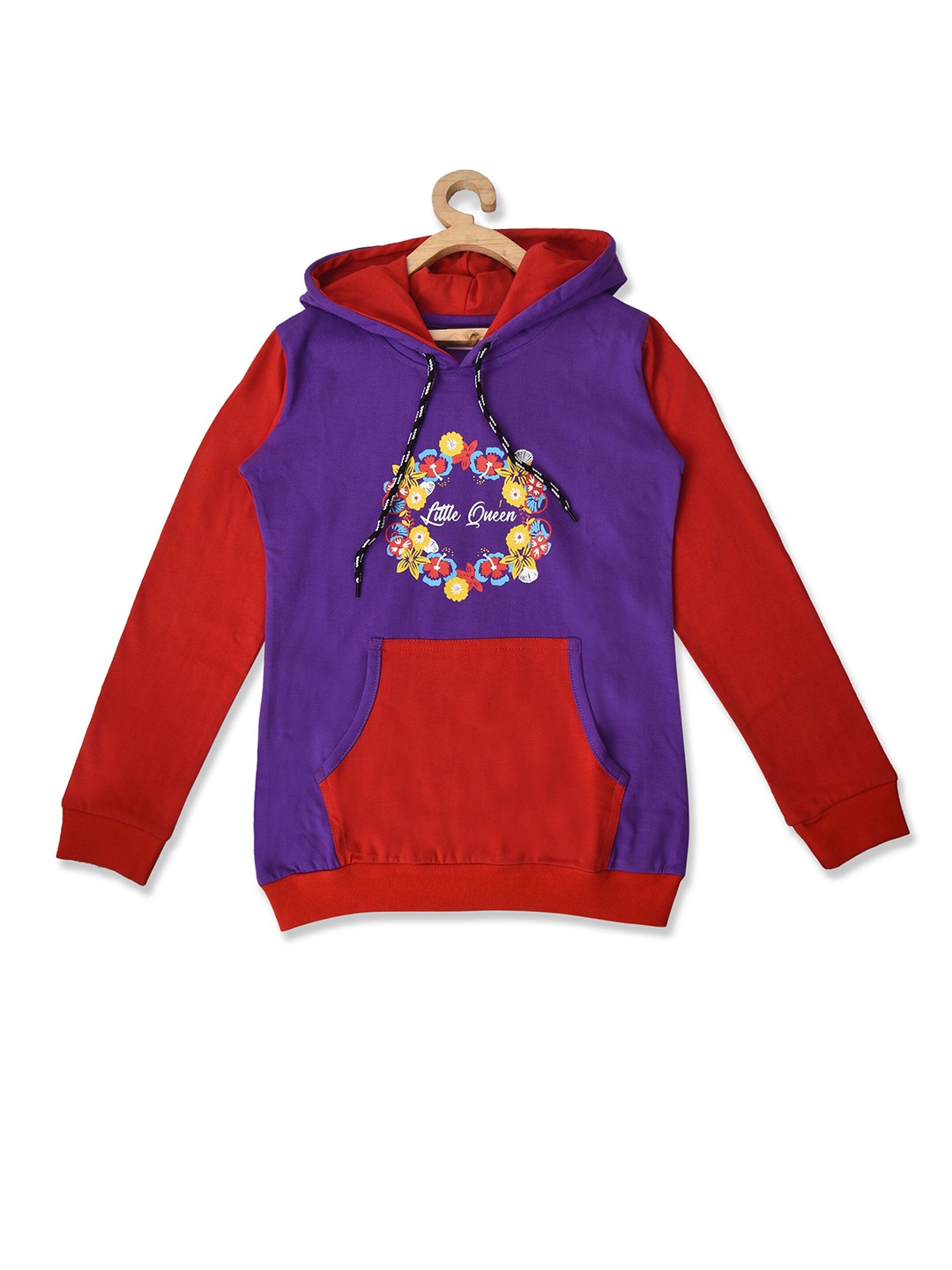 

POMY & JINNY Girls Purple Printed Hooded Sweatshirt