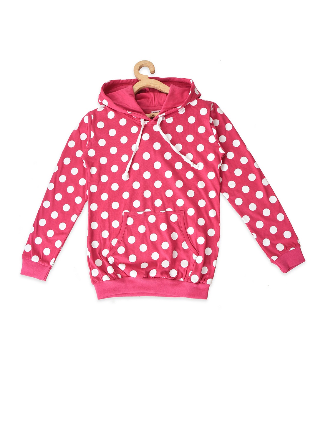 

POMY & JINNY Girls Pink Printed Cotton Hooded Sweatshirt