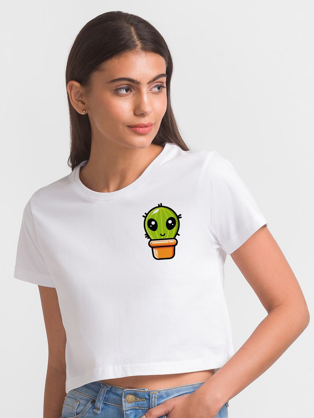 

FashionRack Women White Printed Bio Finish Cotton T-shirt