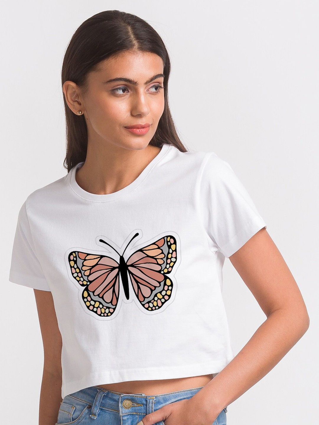 

FashionRack Women White Printed Cotton Bio Finish T-shirt