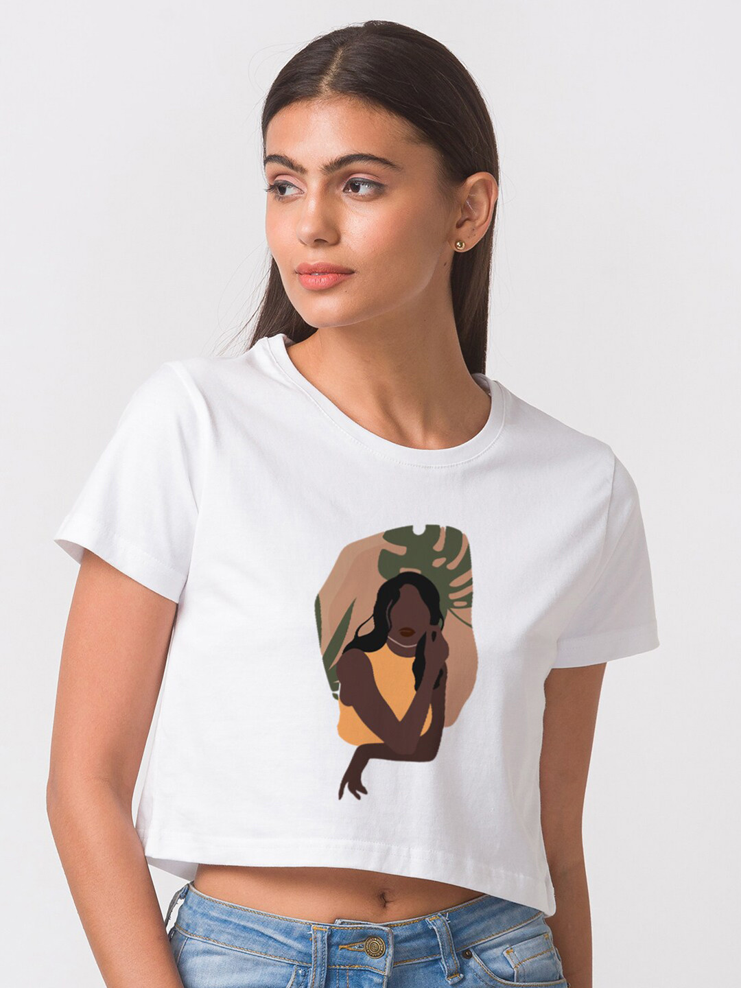 

FashionRack Women White Printed Cotton Bio Finish T-shirt