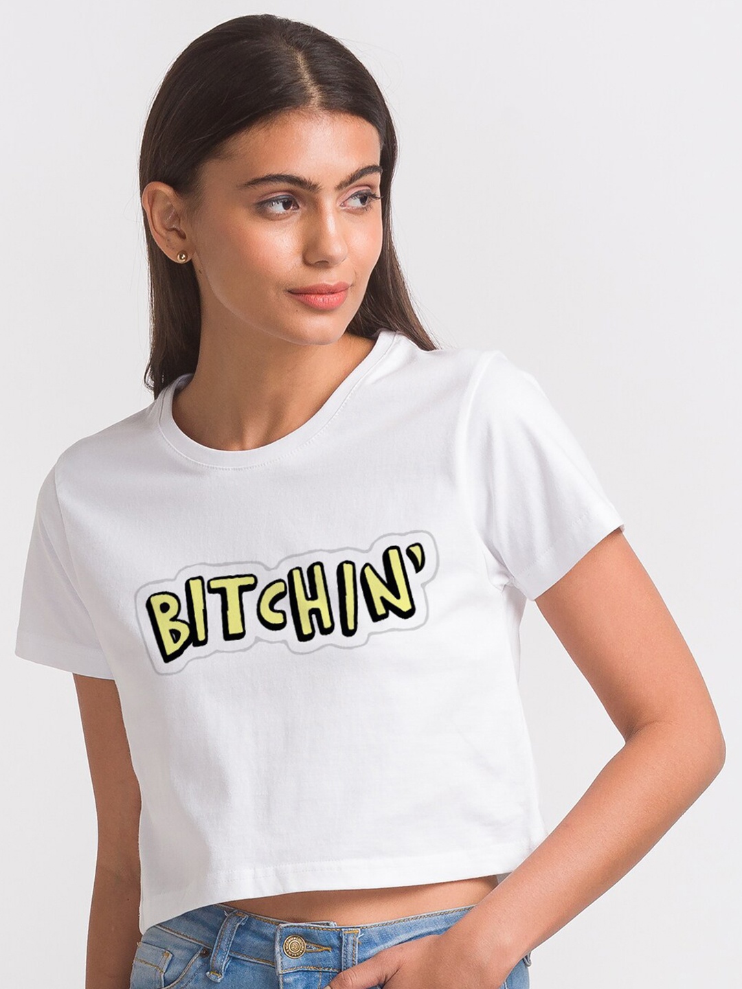 

FashionRack Women White Typography Cotton Printed Antimicrobial T-shirt