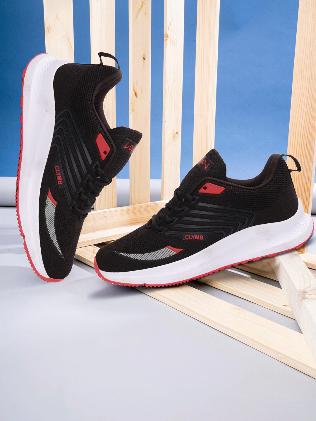 

CLYMB Men Black Mesh Running Non-Marking Shoes