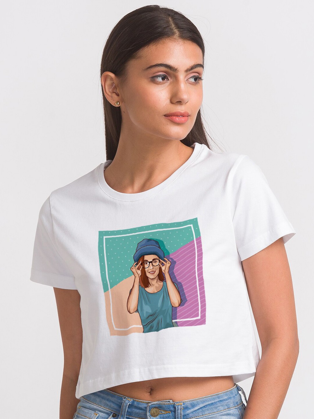 

FashionRack Women White Printed Antimicrobial Cotton T-shirt