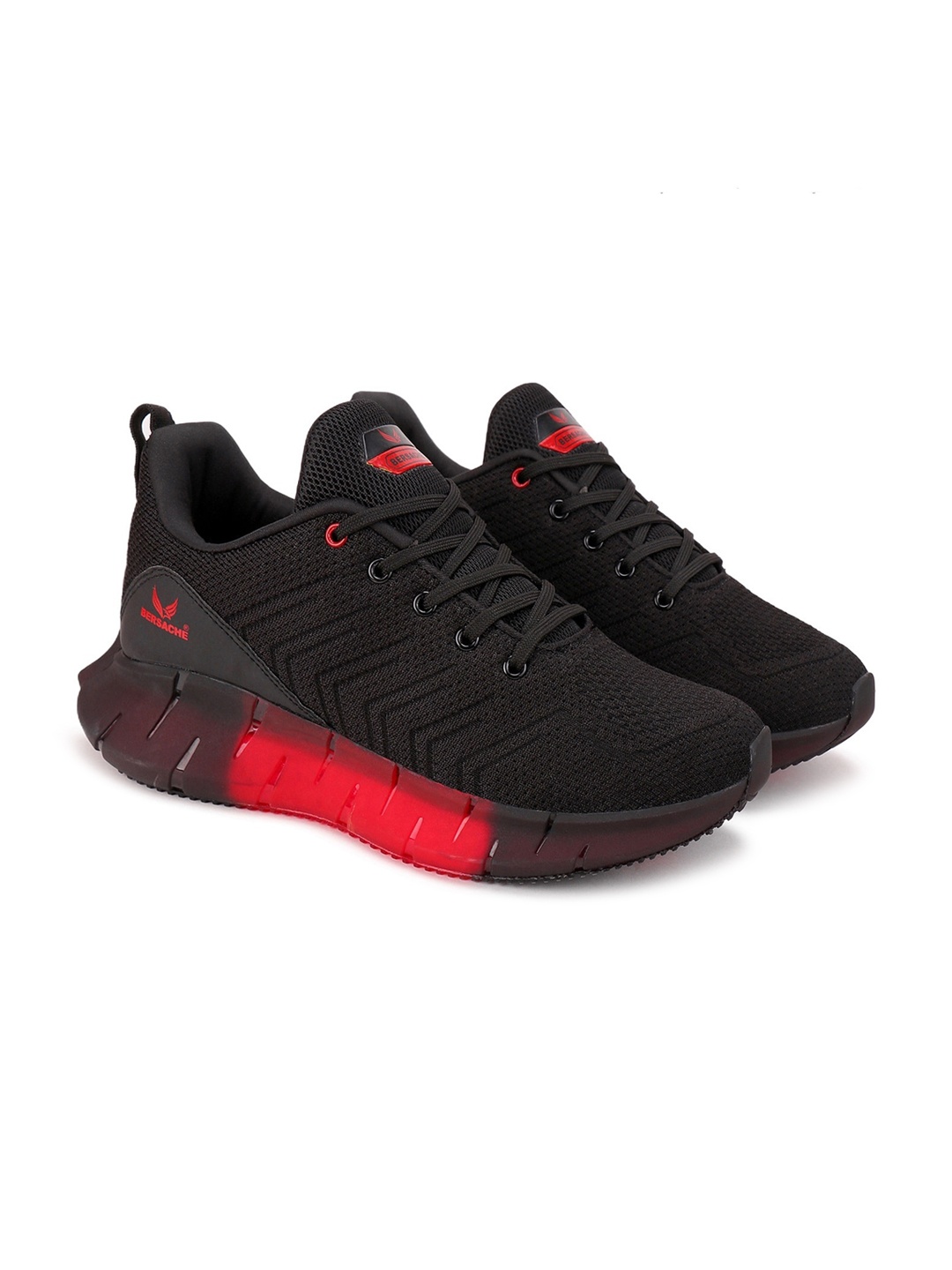 

BERSACHE Men Black Textured Sneakers