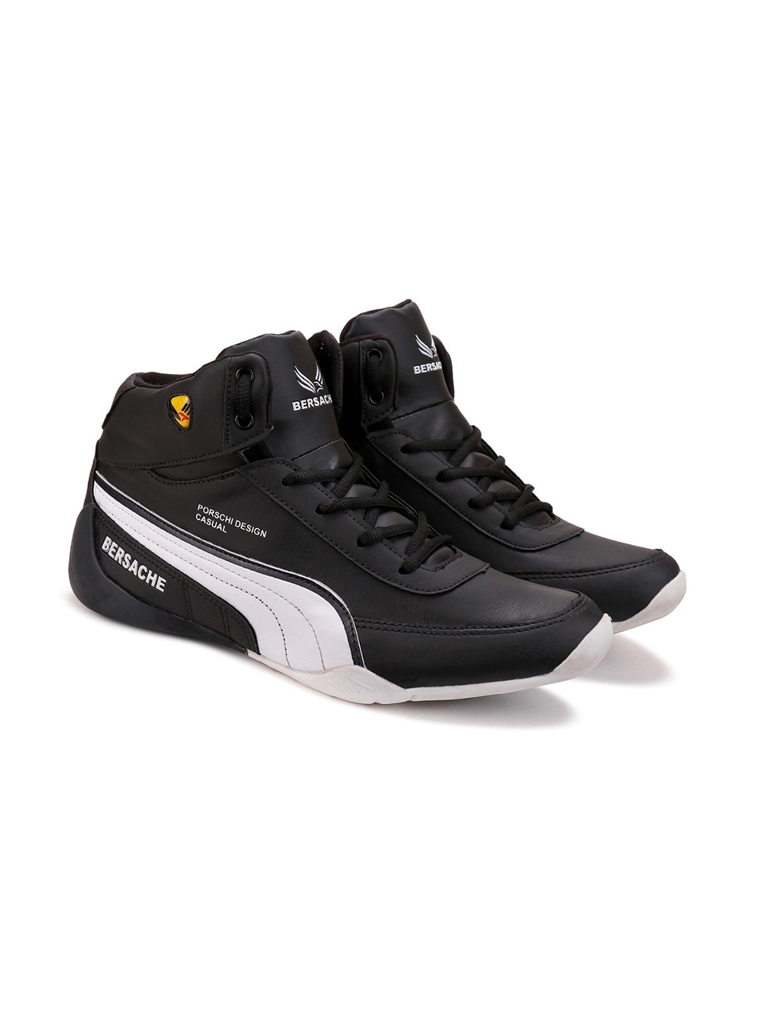 

BERSACHE Men Black Colourblocked Sneakers