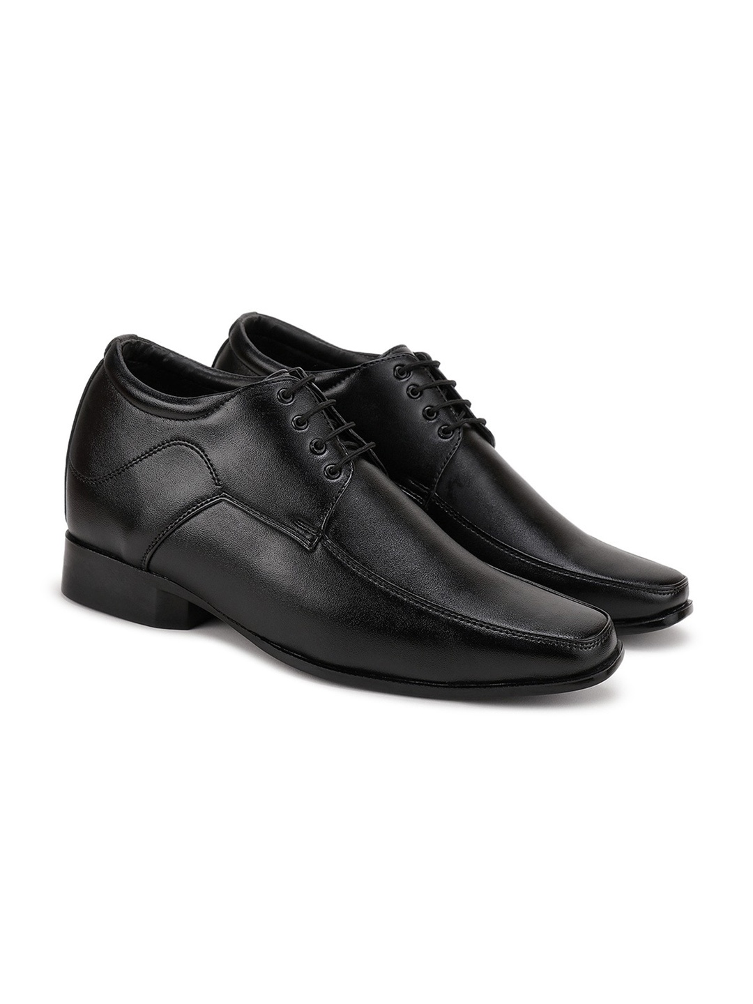 

BERSACHE Men Black Leather Derbys