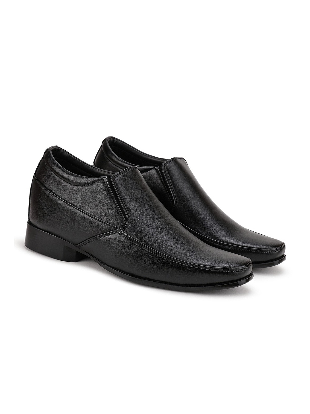 

BERSACHE Men Black Leather Derbys